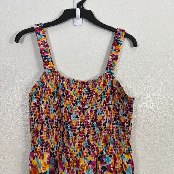 Dokotoo Abstract Floral Smocked Wide Leg Jumpsuit Vacation - Picture 3 of 8